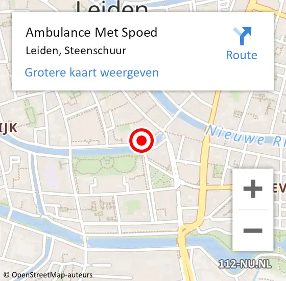 Locatie op kaart van de 112 melding: Ambulance Met Spoed Naar Leiden, Steenschuur op 4 juni 2024 10:04