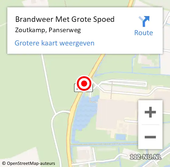 Locatie op kaart van de 112 melding: Brandweer Met Grote Spoed Naar Zoutkamp, Panserweg op 8 oktober 2014 10:22