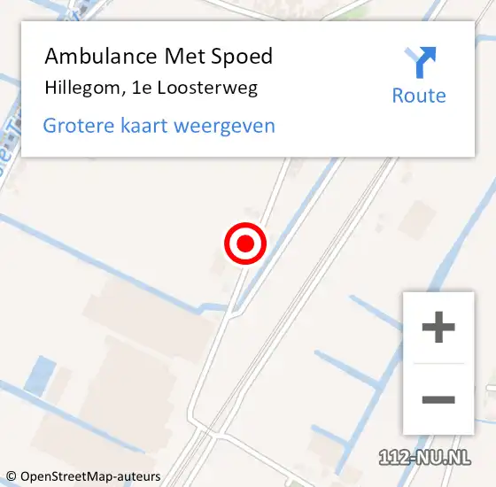 Locatie op kaart van de 112 melding: Ambulance Met Spoed Naar Hillegom, 1e Loosterweg op 4 juni 2024 10:13