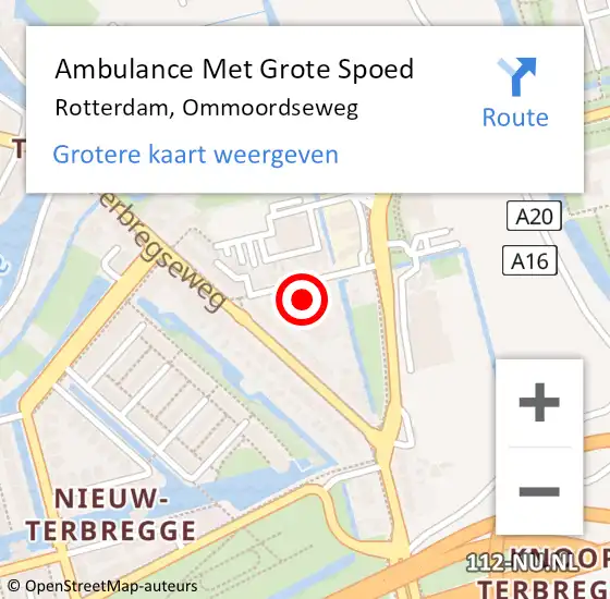 Locatie op kaart van de 112 melding: Ambulance Met Grote Spoed Naar Rotterdam, Ommoordseweg op 4 juni 2024 10:27