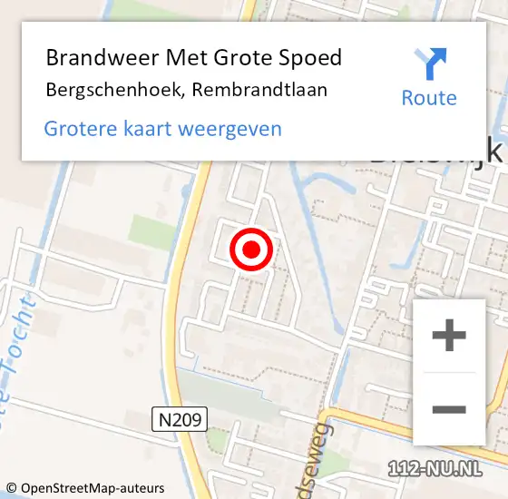 Locatie op kaart van de 112 melding: Brandweer Met Grote Spoed Naar Bergschenhoek, Rembrandtlaan op 4 juni 2024 10:37