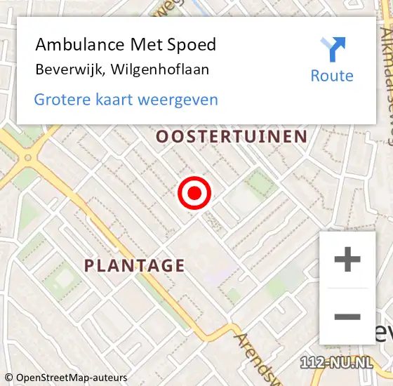 Locatie op kaart van de 112 melding: Ambulance Met Spoed Naar Beverwijk, Wilgenhoflaan op 4 juni 2024 10:37