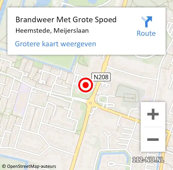 Locatie op kaart van de 112 melding: Brandweer Met Grote Spoed Naar Heemstede, Meijerslaan op 4 juni 2024 11:07