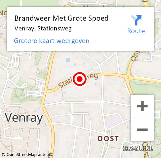 Locatie op kaart van de 112 melding: Brandweer Met Grote Spoed Naar Venray, Stationsweg op 4 juni 2024 11:16