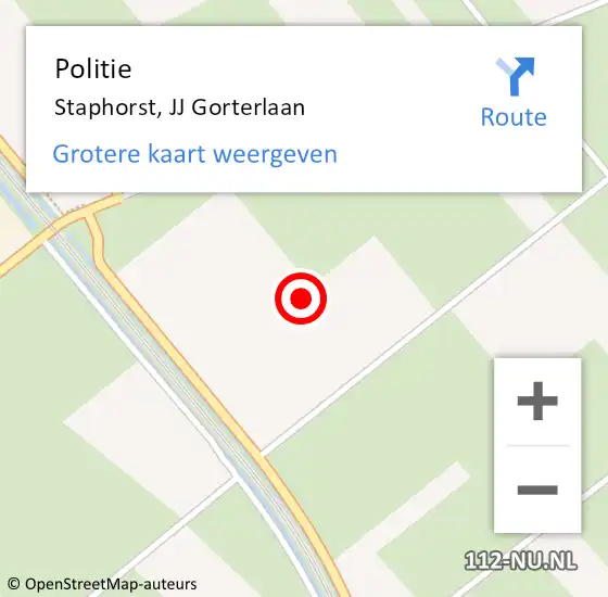 Locatie op kaart van de 112 melding: Politie Staphorst, JJ Gorterlaan op 4 juni 2024 11:22