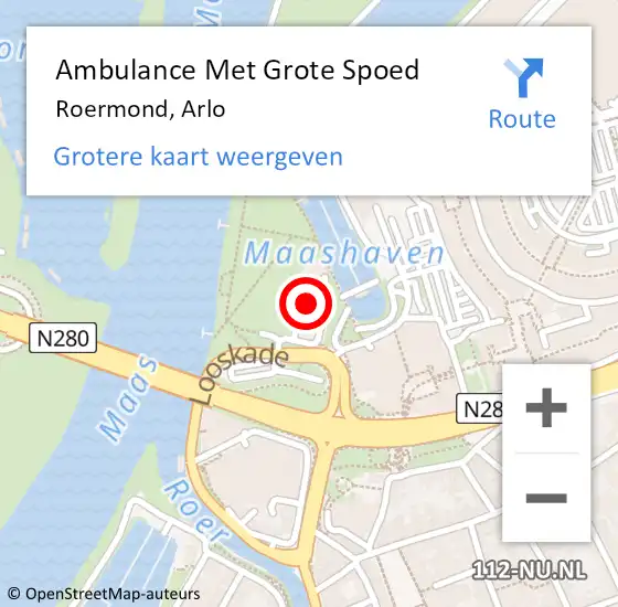 Locatie op kaart van de 112 melding: Ambulance Met Grote Spoed Naar Roermond, Arlo op 4 juni 2024 11:28