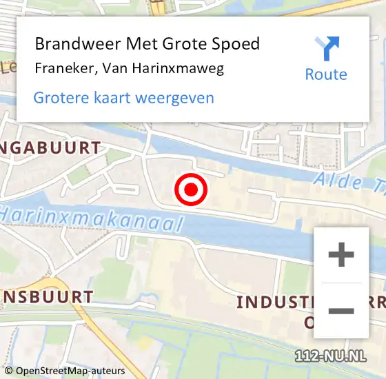 Locatie op kaart van de 112 melding: Brandweer Met Grote Spoed Naar Franeker, Van Harinxmaweg op 4 juni 2024 11:29