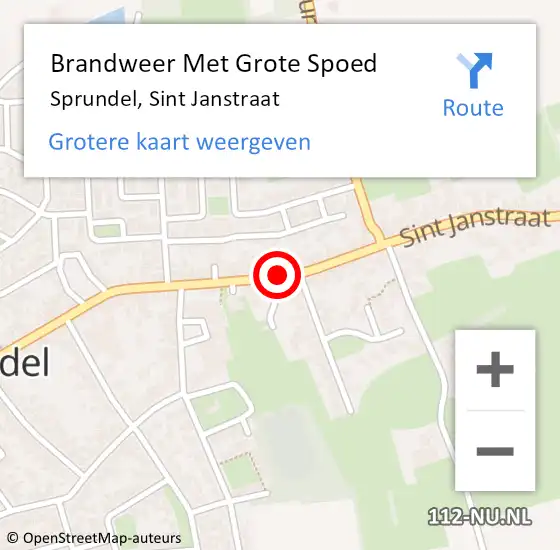 Locatie op kaart van de 112 melding: Brandweer Met Grote Spoed Naar Sprundel, Sint Janstraat op 4 juni 2024 11:48