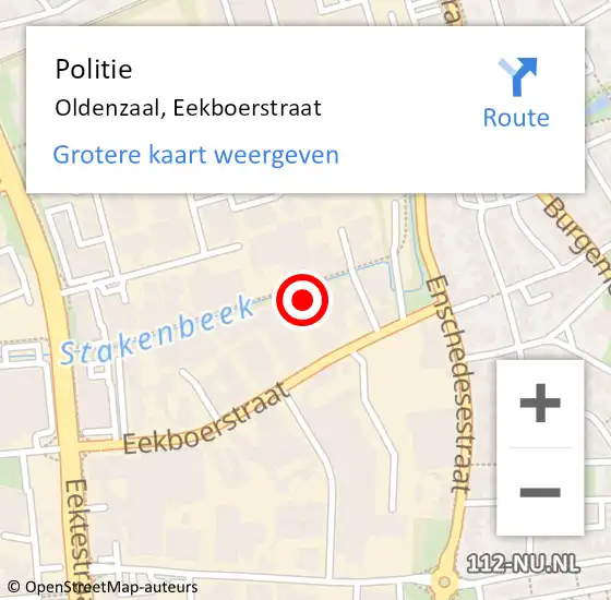 Locatie op kaart van de 112 melding: Politie Oldenzaal, Eekboerstraat op 4 juni 2024 12:03