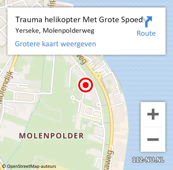 Locatie op kaart van de 112 melding: Trauma helikopter Met Grote Spoed Naar Yerseke, Molenpolderweg op 4 juni 2024 12:36