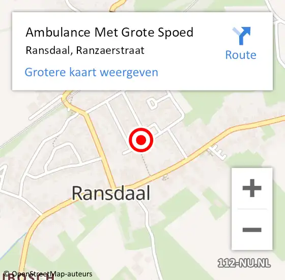 Locatie op kaart van de 112 melding: Ambulance Met Grote Spoed Naar Ransdaal, Ranzaerstraat op 9 september 2013 20:06