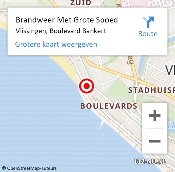 Locatie op kaart van de 112 melding: Brandweer Met Grote Spoed Naar Vlissingen, Boulevard Bankert op 4 juni 2024 12:40