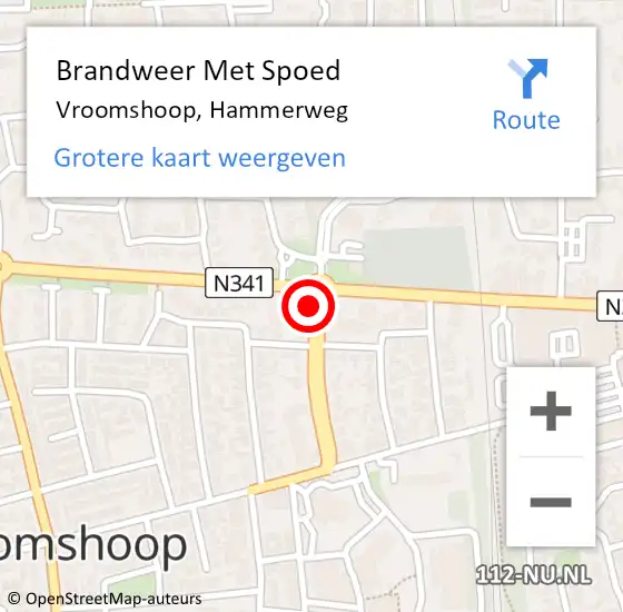 Locatie op kaart van de 112 melding: Brandweer Met Spoed Naar Vroomshoop, Hammerweg op 4 juni 2024 12:51