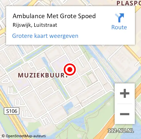 Locatie op kaart van de 112 melding: Ambulance Met Grote Spoed Naar Rijswijk, Luitstraat op 4 juni 2024 13:01