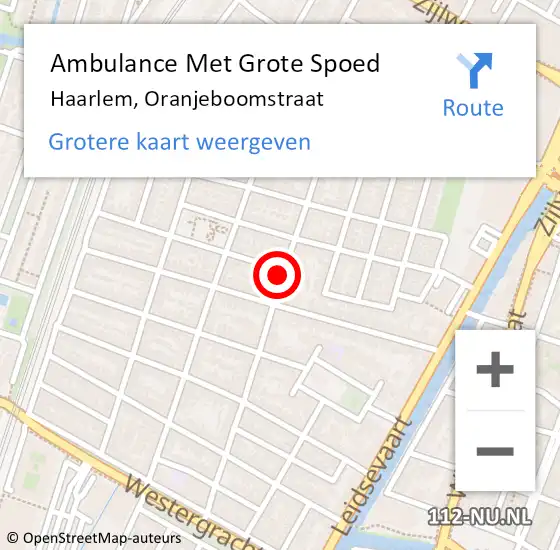 Locatie op kaart van de 112 melding: Ambulance Met Grote Spoed Naar Haarlem, Oranjeboomstraat op 4 juni 2024 13:21