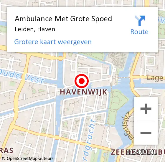 Locatie op kaart van de 112 melding: Ambulance Met Grote Spoed Naar Leiden, Haven op 4 juni 2024 13:37