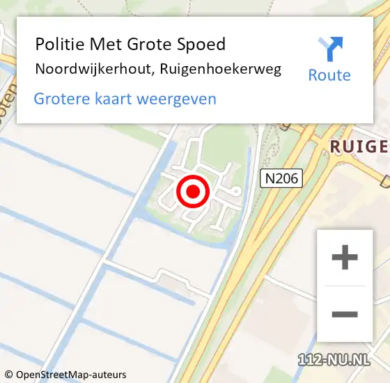 Locatie op kaart van de 112 melding: Politie Met Grote Spoed Naar Noordwijkerhout, Ruigenhoekerweg op 4 juni 2024 14:25