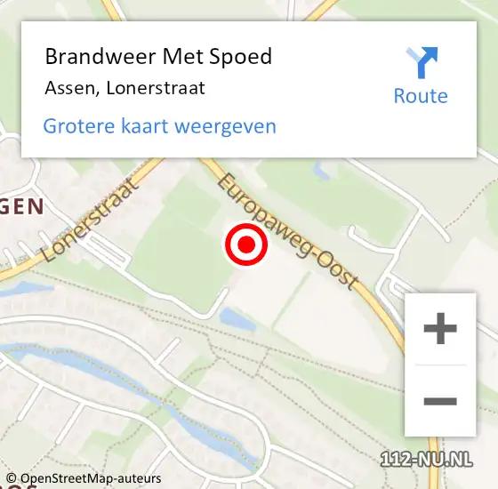 Locatie op kaart van de 112 melding: Brandweer Met Spoed Naar Assen, Lonerstraat op 4 juni 2024 14:27