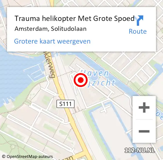 Locatie op kaart van de 112 melding: Trauma helikopter Met Grote Spoed Naar Amsterdam, Solitudolaan op 4 juni 2024 14:33