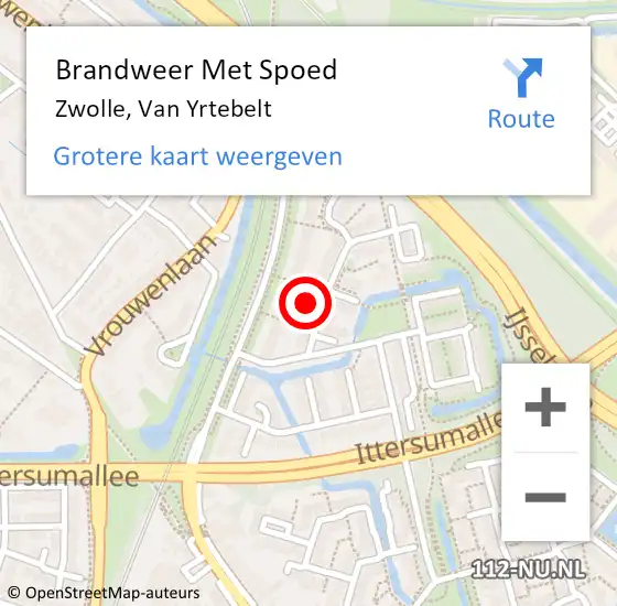 Locatie op kaart van de 112 melding: Brandweer Met Spoed Naar Zwolle, Van Yrtebelt op 4 juni 2024 14:38