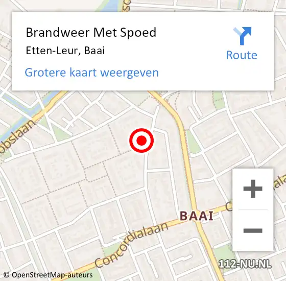 Locatie op kaart van de 112 melding: Brandweer Met Spoed Naar Etten-Leur, Baai op 4 juni 2024 14:42