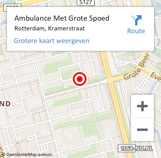 Locatie op kaart van de 112 melding: Ambulance Met Grote Spoed Naar Rotterdam, Kramerstraat op 4 juni 2024 15:08