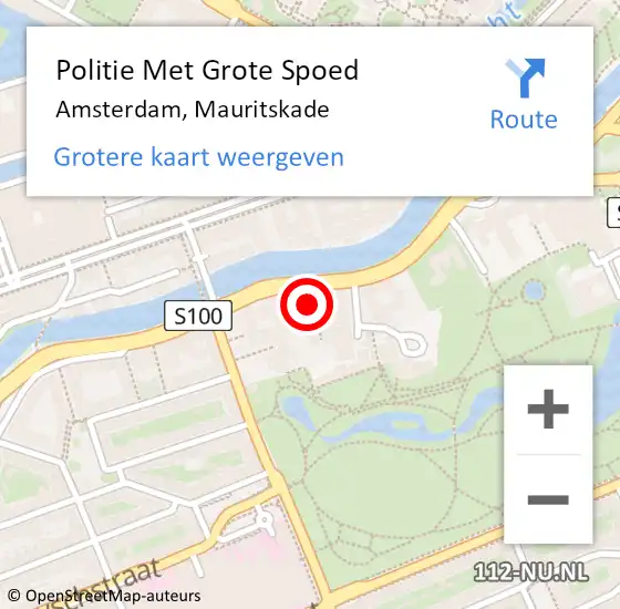 Locatie op kaart van de 112 melding: Politie Met Grote Spoed Naar Amsterdam, Mauritskade op 4 juni 2024 15:11