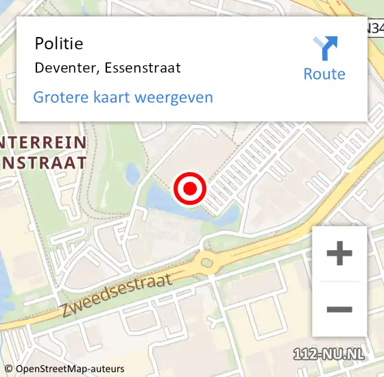 Locatie op kaart van de 112 melding: Politie Deventer, Essenstraat op 4 juni 2024 15:11