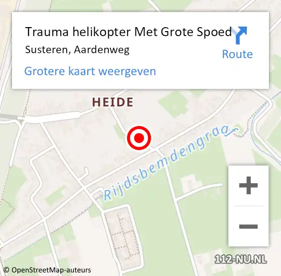 Locatie op kaart van de 112 melding: Trauma helikopter Met Grote Spoed Naar Susteren, Aardenweg op 4 juni 2024 15:17