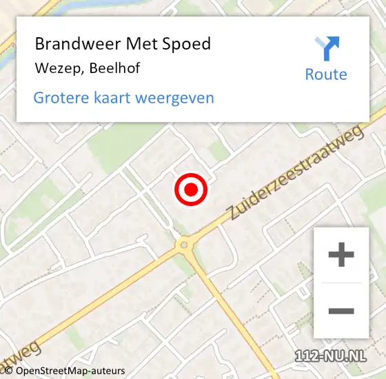 Locatie op kaart van de 112 melding: Brandweer Met Spoed Naar Wezep, Beelhof op 4 juni 2024 15:30