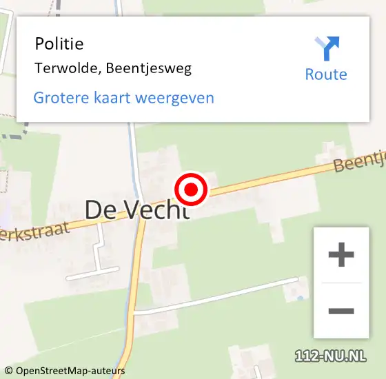 Locatie op kaart van de 112 melding: Politie Terwolde, Beentjesweg op 4 juni 2024 15:45