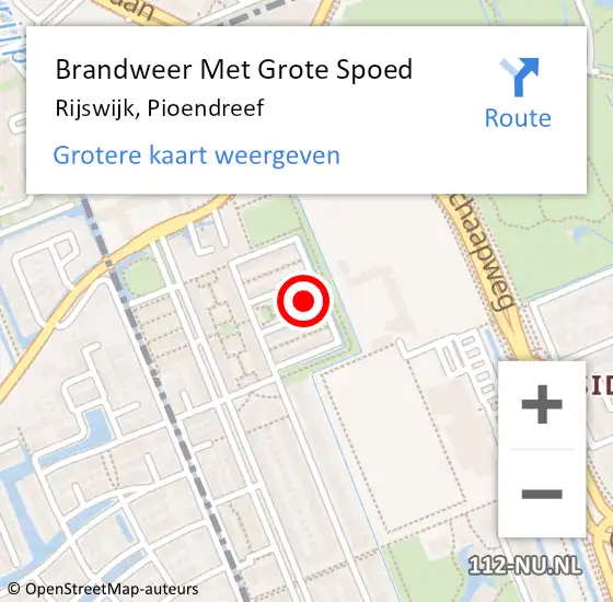 Locatie op kaart van de 112 melding: Brandweer Met Grote Spoed Naar Rijswijk, Pioendreef op 4 juni 2024 15:48