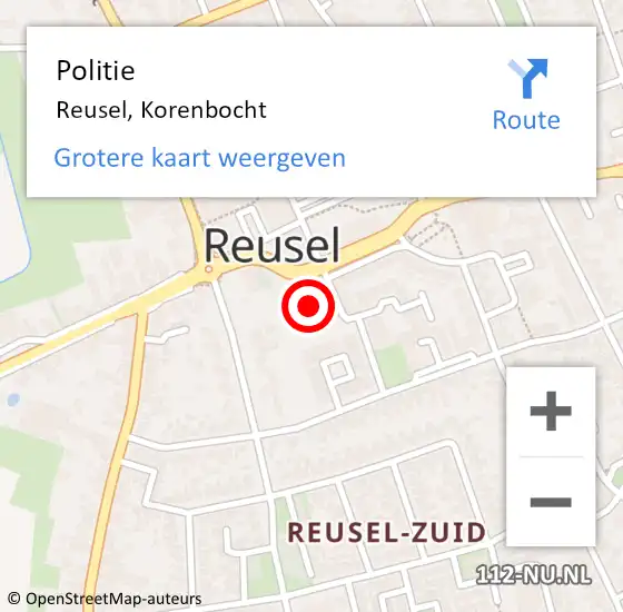 Locatie op kaart van de 112 melding: Politie Reusel, Korenbocht op 4 juni 2024 15:51