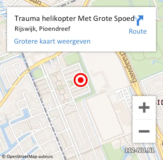 Locatie op kaart van de 112 melding: Trauma helikopter Met Grote Spoed Naar Rijswijk, Pioendreef op 4 juni 2024 15:53