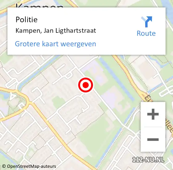 Locatie op kaart van de 112 melding: Politie Kampen, Jan Ligthartstraat op 4 juni 2024 16:16