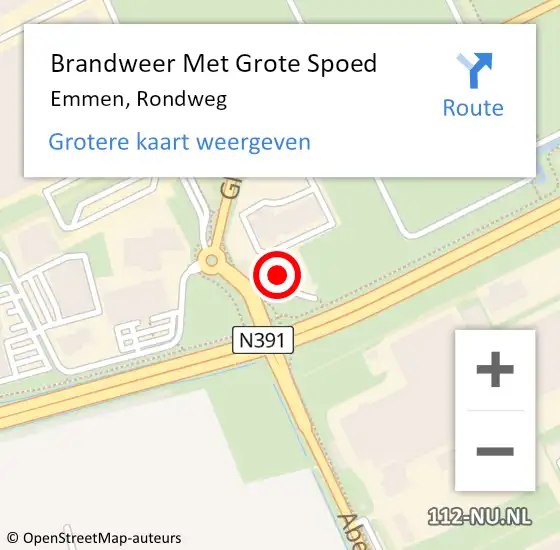 Locatie op kaart van de 112 melding: Brandweer Met Grote Spoed Naar Emmen, Rondweg op 4 juni 2024 16:18