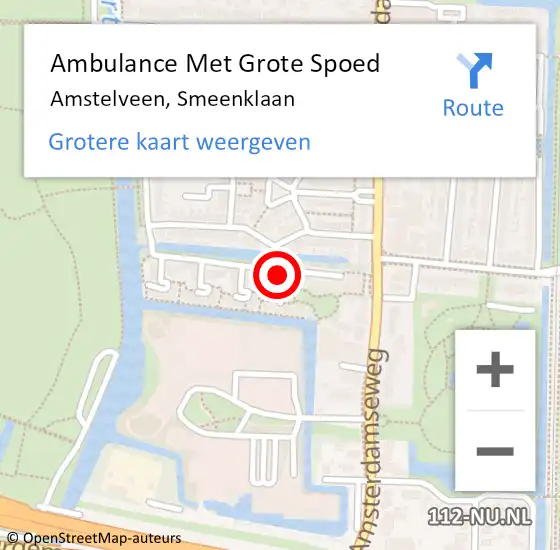 Locatie op kaart van de 112 melding: Ambulance Met Grote Spoed Naar Amstelveen, Smeenklaan op 4 juni 2024 16:36