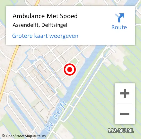 Locatie op kaart van de 112 melding: Ambulance Met Spoed Naar Assendelft, Delftsingel op 4 juni 2024 16:38