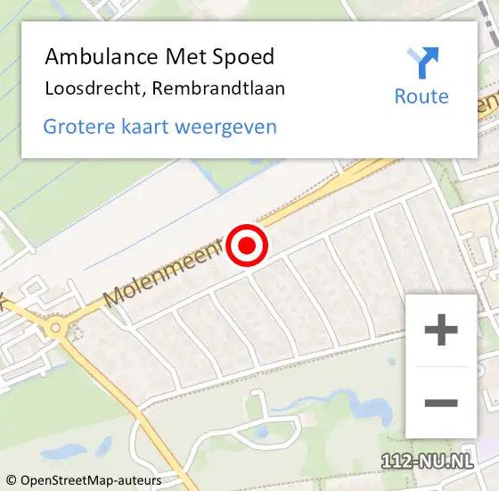 Locatie op kaart van de 112 melding: Ambulance Met Spoed Naar Loosdrecht, Rembrandtlaan op 8 oktober 2014 11:04