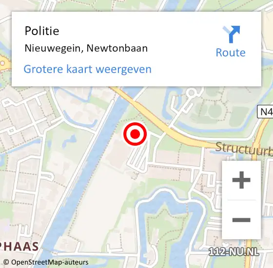 Locatie op kaart van de 112 melding: Politie Nieuwegein, Newtonbaan op 4 juni 2024 16:43