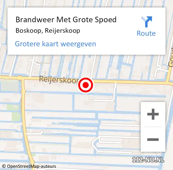 Locatie op kaart van de 112 melding: Brandweer Met Grote Spoed Naar Boskoop, Reijerskoop op 4 juni 2024 16:44