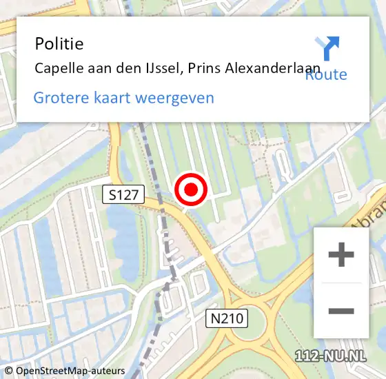 Locatie op kaart van de 112 melding: Politie Capelle aan den IJssel, Prins Alexanderlaan op 4 juni 2024 17:05