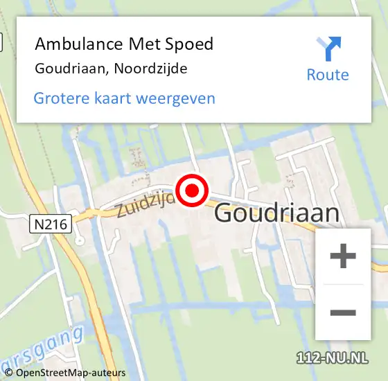 Locatie op kaart van de 112 melding: Ambulance Met Spoed Naar Goudriaan, Noordzijde op 4 juni 2024 17:16