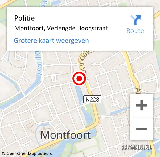 Locatie op kaart van de 112 melding: Politie Montfoort, Verlengde Hoogstraat op 4 juni 2024 17:32