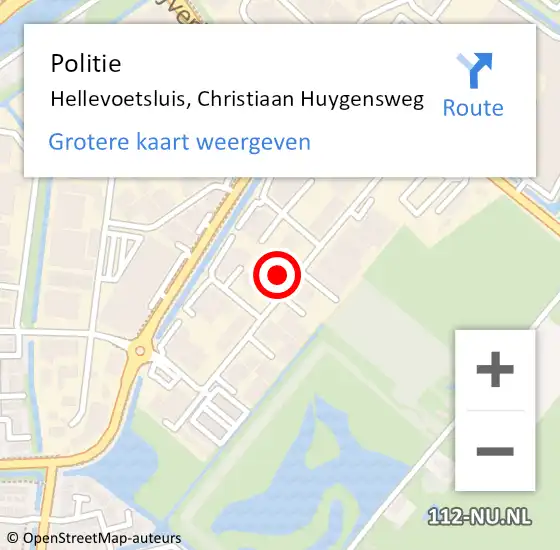 Locatie op kaart van de 112 melding: Politie Hellevoetsluis, Christiaan Huygensweg op 4 juni 2024 17:34