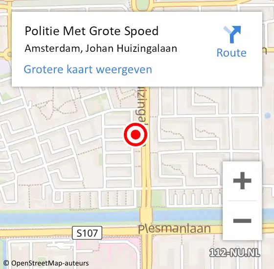 Locatie op kaart van de 112 melding: Politie Met Grote Spoed Naar Amsterdam, Johan Huizingalaan op 4 juni 2024 17:35