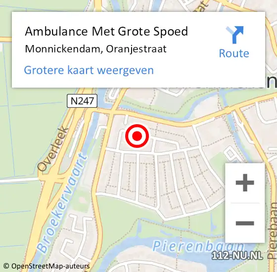 Locatie op kaart van de 112 melding: Ambulance Met Grote Spoed Naar Monnickendam, Oranjestraat op 4 juni 2024 17:38