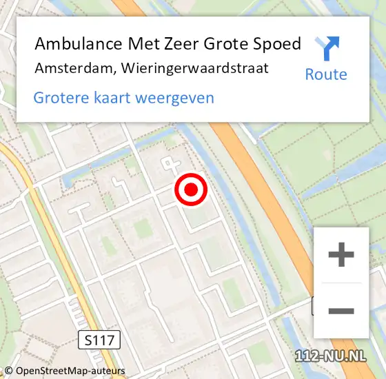 Locatie op kaart van de 112 melding: Ambulance Met Zeer Grote Spoed Naar Amsterdam, Wieringerwaardstraat op 4 juni 2024 18:10