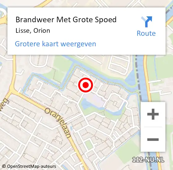 Locatie op kaart van de 112 melding: Brandweer Met Grote Spoed Naar Lisse, Orion op 4 juni 2024 18:34