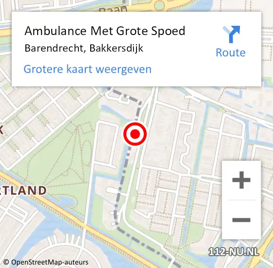 Locatie op kaart van de 112 melding: Ambulance Met Grote Spoed Naar Barendrecht, Bakkersdijk op 4 juni 2024 18:42